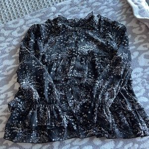 Black and white floral blouse